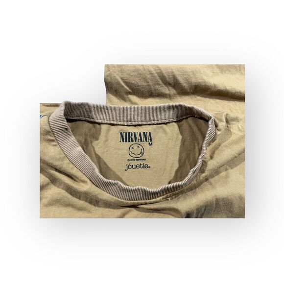 Nirvana NEVERMIND Crew Cropped Graphic Print Embroidered Band Tee T-shirt Sz M - Picture 5 of 7